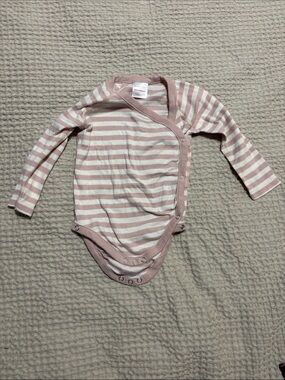 Baby Long-Sleeve One-Piece in Pink Stripe